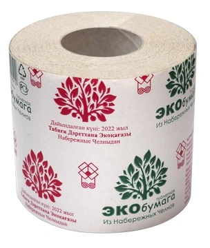 Туалетная бумага "Экобумага из Набережных Челнов" белая, 1 слой, 1 рулон