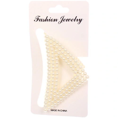 Заколка-краб для волос "Мон Пион", треугольник, цвет белый, 8,5см (Блистер)