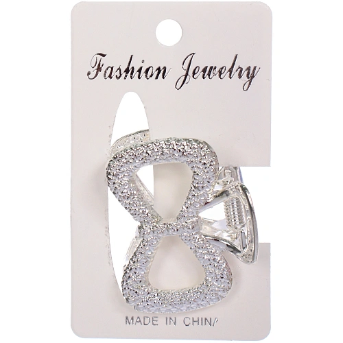 Заколка - краб для волос на блистере КАСКАДА, бантик, цвет золото и серебро, 254см (пакет с подвесом)_6