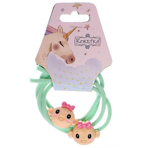 Резинки для волос 2шт МИМИШКА, малыш, микс 5 цветов, d-5,5см (подвес Единорог)_5