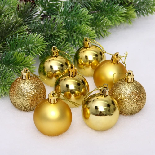 Новогодние шары 5 см (набор 24 шт) "Микс фактур", золото