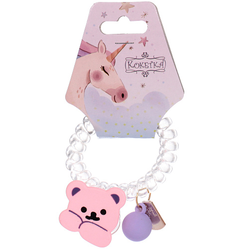 Резинка для волос силиконовая Salon Bon Bon, мишка, микс 5 цветов, d-5,5см, ( подвес единорог)_4