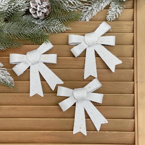 Бант на ёлку "Волшебство" 9,5*11,5 см (набор 3 шт), Серебро