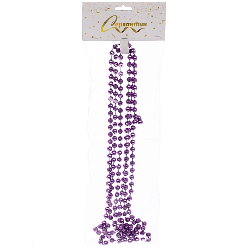 Бусы на ёлку 2,0 м Шарик средний d-8мм, Лаванда_8