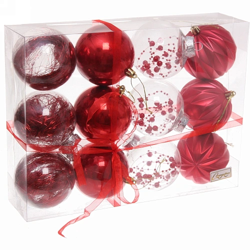 Набор шаров 8 см Волшебство (в наборе 12 шт), Красный_5