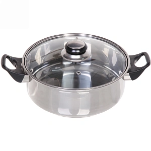 Кастрюля из нержавеющей стали "Cook" 2,6л со стеклянной крышкой 22*9см