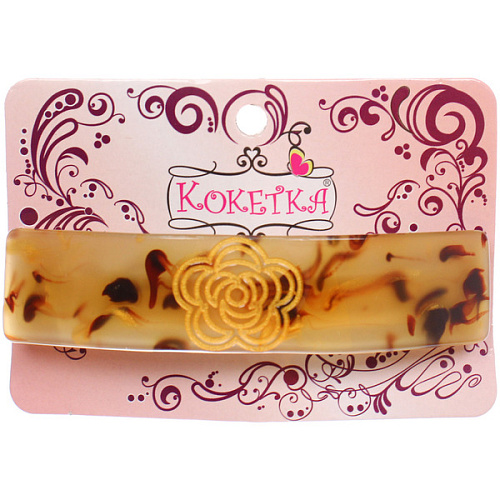 Заколка - автомат ЭКЛЕР, форма прямоугольная, розалия, микс 5 цветов, 112,8см (блистер Кокетка)_7