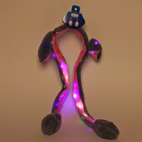 Наушники меховые светящиеся с двигающимися ушками Salon Teplo , зайка, цвет белый, ( подвес Ultramarine)_8