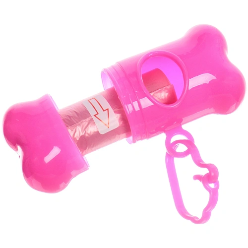 Контейнер с пакетами для уборки за собакой с карабином, розовый цвет  Ultramarine_4