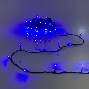 Гирлянда для улицы "Мерцание" 11м 120 ламп LED чёрный провод,1 реж.,IP-54, Синий (возможность соединения)