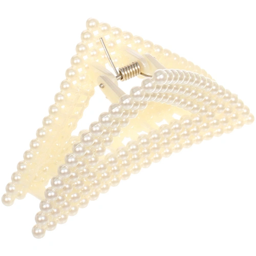 Заколка-краб для волос Мон Пион, треугольник, цвет белый, 8,5см (Блистер)_4