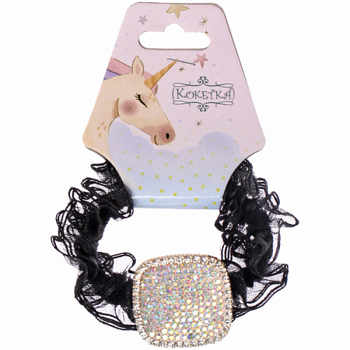 Резинка для волос 1шт ЕЖЕВИКА, квадрат, микс 5 цветов, d-5см (подвес Единорог)_3