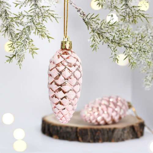 Ёлочные игрушки "Таинственное очарование" Шишки 9 см (набор 2шт), розовое золото