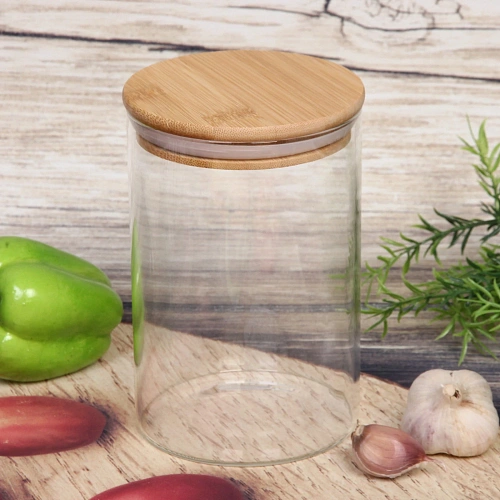 Банка для продуктов стеклянная 900мл Хай-Тек с бамбуковой крышкой 1015см_5