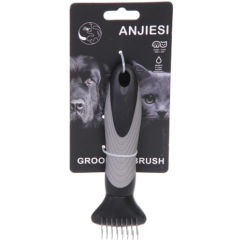 Расческа для удаления колтунов ПРЕМИУМ - МОЙ БРО, прорезиненная ручка, цвет серыйчерный, 55155см _3