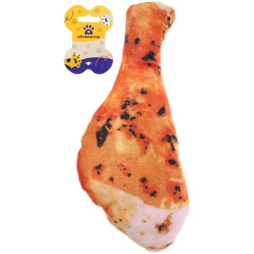 Игрушка для щенков, собак мелких и средних пород "Куриная ножка", с пищалкой, 15*11см (лейбл)