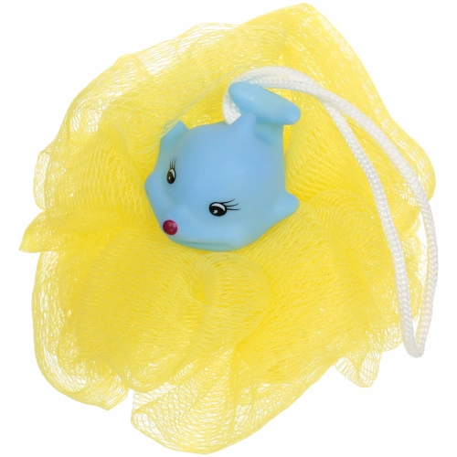 Мочалка-шар для тела полипропиленовая детская "Baby Boom - Дельфин", цвет желтый, 20гр, d-11см