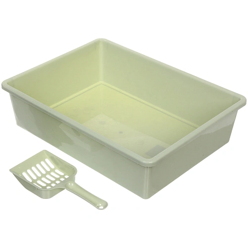 Лоток - туалет для кошек с совком "ЧИСТЫЕ ЛАПКИ", цвет фисташковый, 38*28.5*10см (пакет)