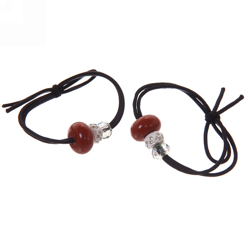 Резинки для волос 2шт Style in details - Шамбала с бусинкой, микс 5 цветов, d-5,5см_12