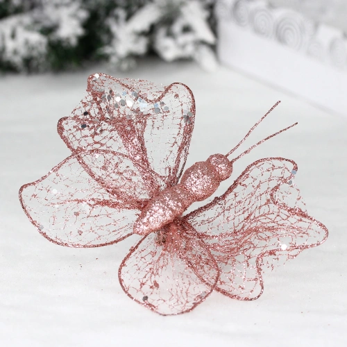 Украшение новогоднее "Сияющая бабочка" 18*15 см, Розвоое золото
