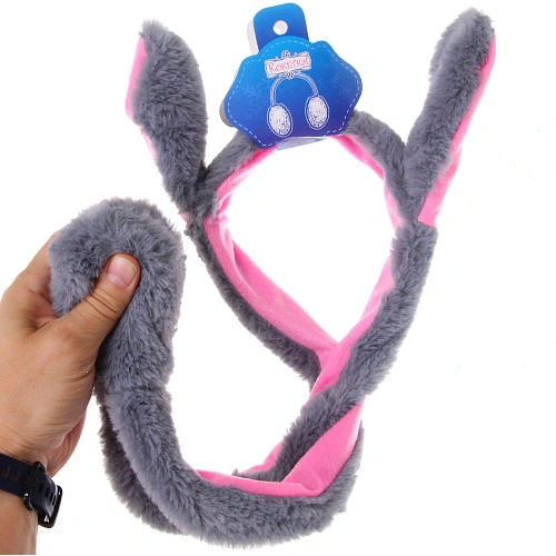 Наушники меховые светящиеся с двигающимися ушками Salon Teplo , зайка, цвет белый, ( подвес Ultramarine)_7