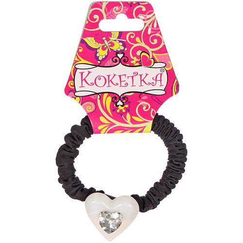 Резинка для волос 1шт Франка, цвет черный, серце микс, d-5,5см_5