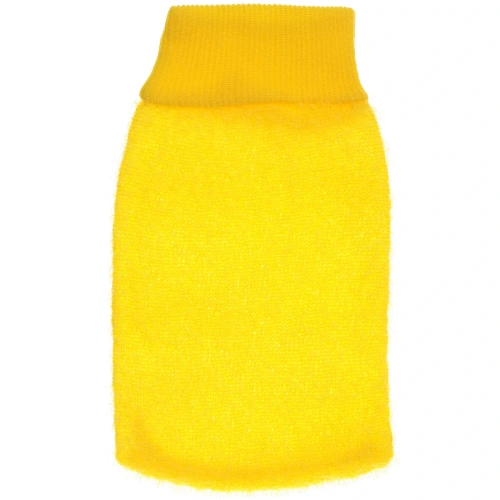 Мочалка - варежка массажная жёсткая "SANTA MONIKA - VERANOVA", цвет лимонный, 20*11см (зип пакет и наклейка Ultramarine)