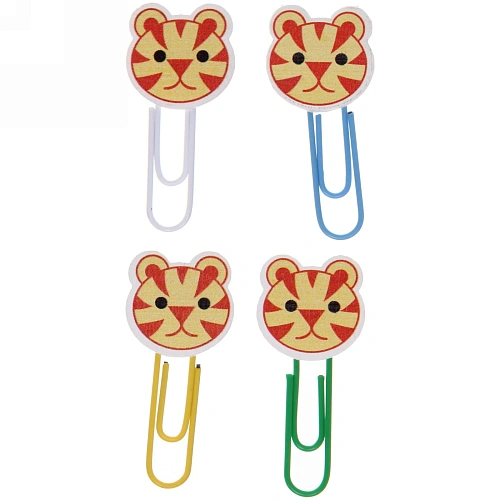 Скрепки для бумаги 4шт "Тигрёнок" 5 см