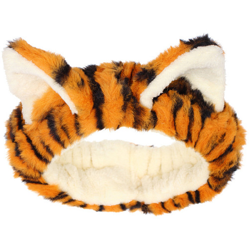 Повязка на голову косметическая ДАЙМОНД РУШ, тигрица, цвет серый и коричневый, 2055см (ZIP пакет)_8