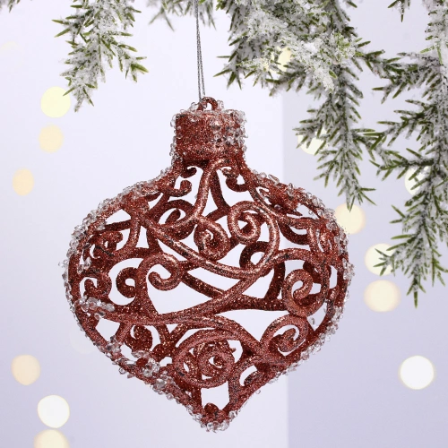 Подвеска "Ажурная капля" 9,5 см, Янтарь