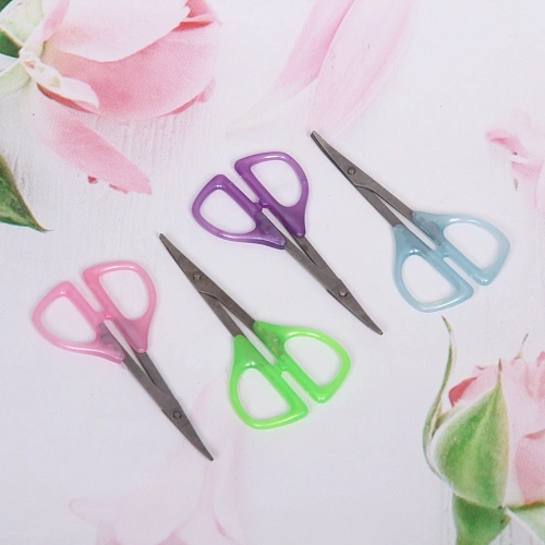 Ножницы маникюрные в пакете Ультрамарин, для кутикулы, загнутые, пластиковые ручки, 9см_8