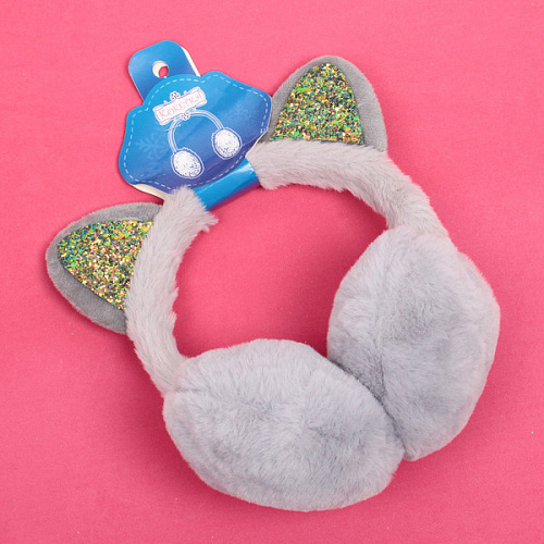 Наушники меховые Salon Teplo, кошечка, цвет серый топаз, ( подвес Ultramarine)_5