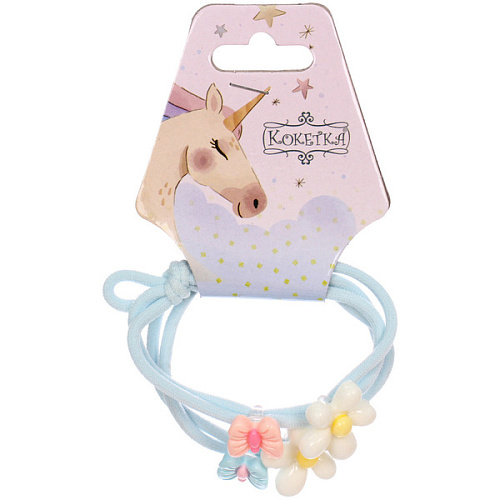 Резинки для волос 2шт МИМИШКА, бабочка, микс 5 цветов, d-5,5см (подвес Единорог)_5