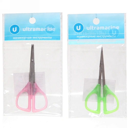 Ножницы маникюрные в пакете Ультрамарин, для кутикулы, загнутые, пластиковые ручки, 9см_13