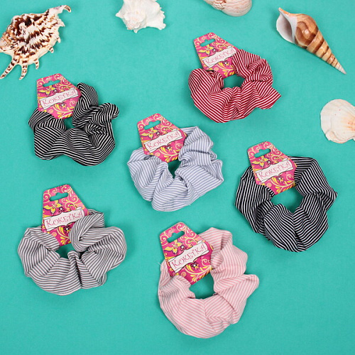 Резинка для волос Collection School, принт полоска, микс 6 цветов, d-10см_4