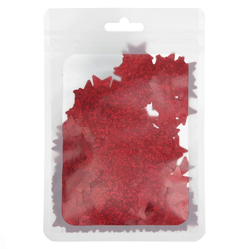 Конфетти Звездочки галограмма 15 г (2 см), Красный_3