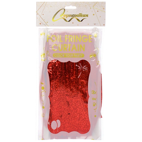 Занавес фольгированный TINSEL Дождь ш1м, в2м (галограмма), Красный_3