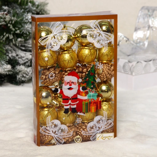 Набор украшений "Встречай Новый год" 4 см (набор 24 шт), Золото