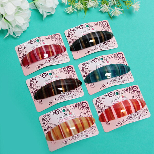 Заколка автомат Calista - Mila, овал, 6 цветов, 92,5см (Кокетка)_4