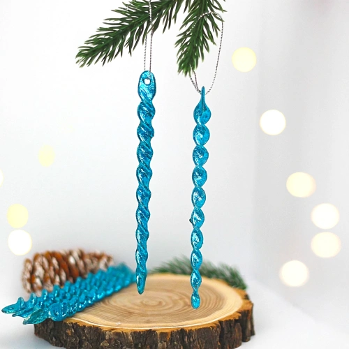Подвеска "Волшебная сосулька" 13 см (набор 6 шт), Голубой