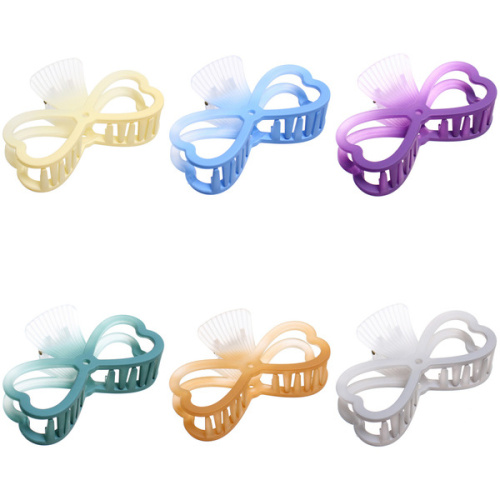 Заколка-краб для волос "Мон Ляруш", бантик, микс 6 цветов, 9,5см (Блистер)