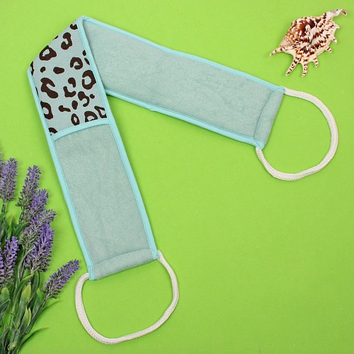 Мочалка для тела Premium - LEOPARD, цвет голубой, 970см (ZIP пакет)_3