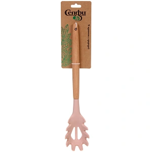 Ложка кухонная для спагетти силиконовая "CooKstyle"  розовая 31,7*6см