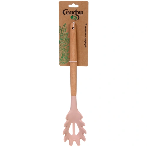 Ложка кухонная для спагетти силиконовая "CooKstyle"  розовая 31,7*6см