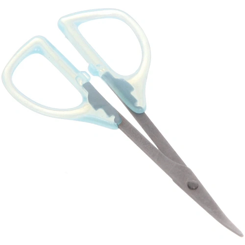 Ножницы маникюрные в пакете Ультрамарин, для кутикулы, загнутые, пластиковые ручки, 9см_12