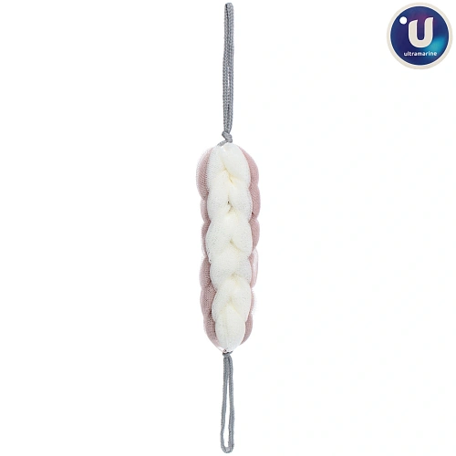 Мочалка для тела "PREMIUM - FERGAMO", цвет белый / капучино, 26*6см, 60грамм (зип пакет и наклейка Ultramarine)