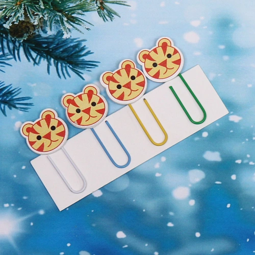 Скрепки для бумаги 4шт Тигрёнок 5 см_5