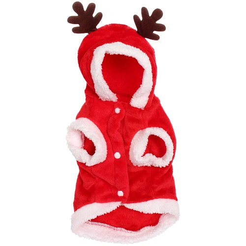 Кофта плюшевая с капюшеном для собак мелких пород  Олень Рудольф, размер S (3525см)_10