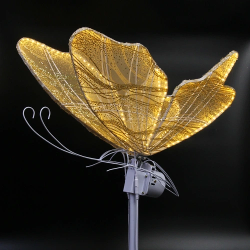Фигура светодиодная "Волшебная Бабочка" на стойке h-1,78м, длина крыла 60 см (машет крыльями),220v,Теплый белый