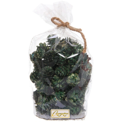 Композиция для декора "Лесные шишки" 10*10*11 см (120гр), изумруд